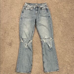 American Eagle Outfitters Light Blue Distressed Straight Leg Jeans